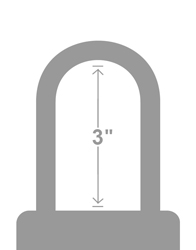 Un arco estándar de 3 pulgada medido desde la parte superior del cuerpo hasta el interior del arco.