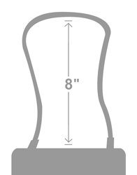 Un arco estándar de 8 pulgadas medido desde la parte superior del cuerpo hasta el interior del arco.
