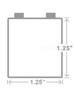 Un diagrama de un candado de cuerpo compacto mostrando una altura de 1.25 pulgadas y un ancho de 1.25 pulgadas.
