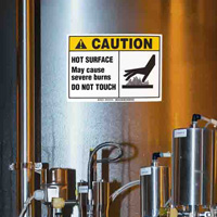 Una señal de advertencia de superficies calientes.