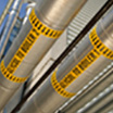 Pipes with pipe marking labels 
