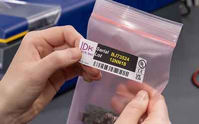 Una etiqueta con un código de barras siendo aplicada en un producto.