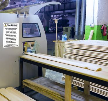 Señal de la Prop 65 para madera