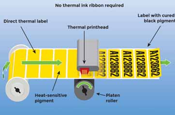  A diagram of a direct thermal label printer.