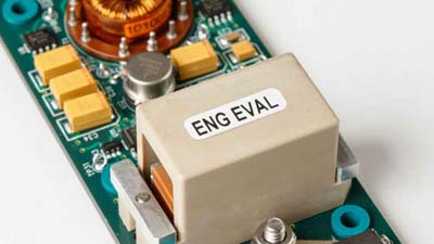 Una placa de circuito con un componente etiquetado ENG EVAL.