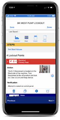 Edición de un procedimiento de bloqueo en la aplicación móvil LINK360 en un teléfono.